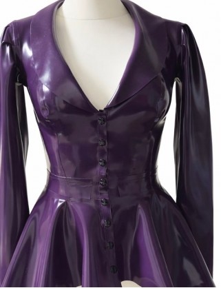 Latex Jacke mit Puffärmeln, Schalkragen & Volant-Schoesschen